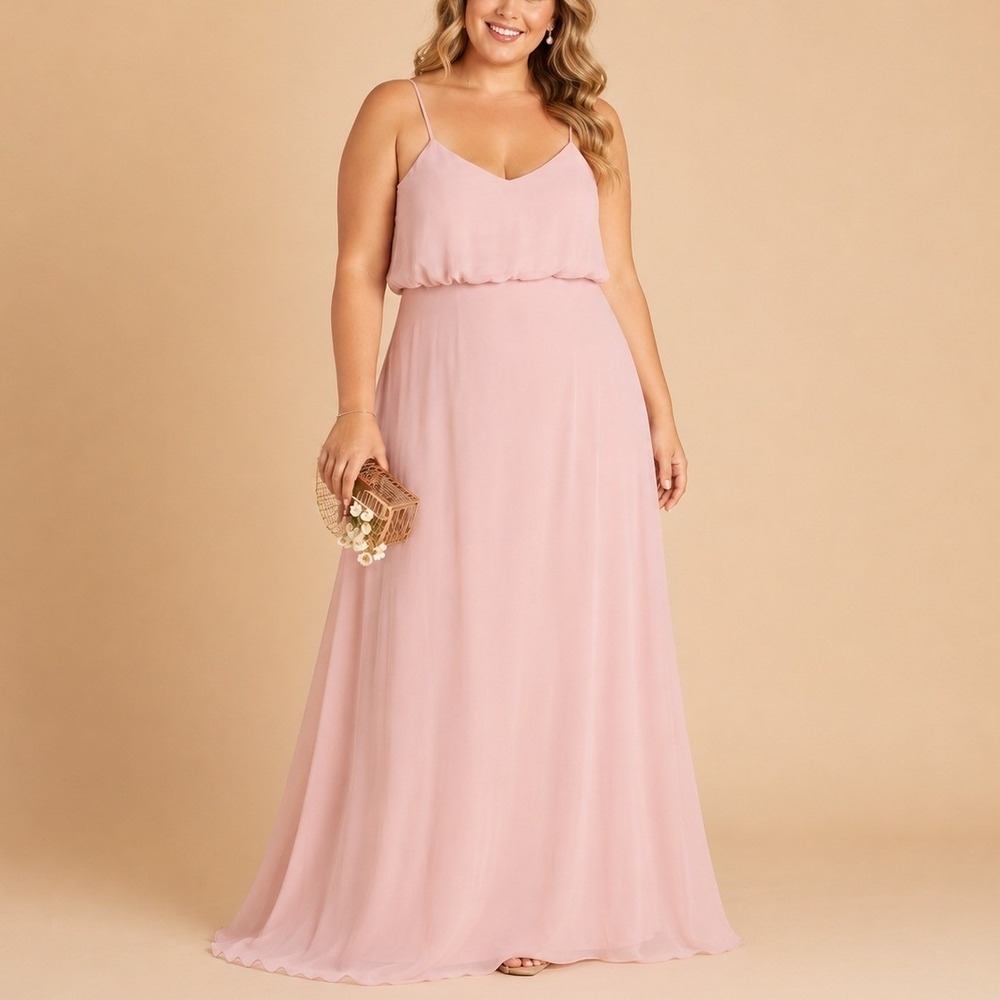 Birdy Grey Gwennie Chiffon Dress‎ XXL Blush Pink Maxi Bridesmaid Formal